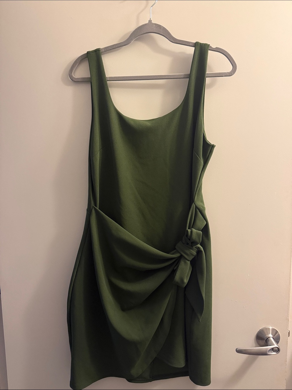 Express Olive Green Sleeveless Knot-Front Mini Dress